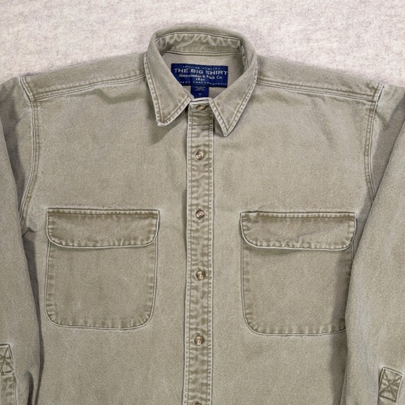 Vintage Abercrombie & Fitch The Big Shirt Size M Beige Canvas Overshirt 90s Y2K - Picture 2 of 11